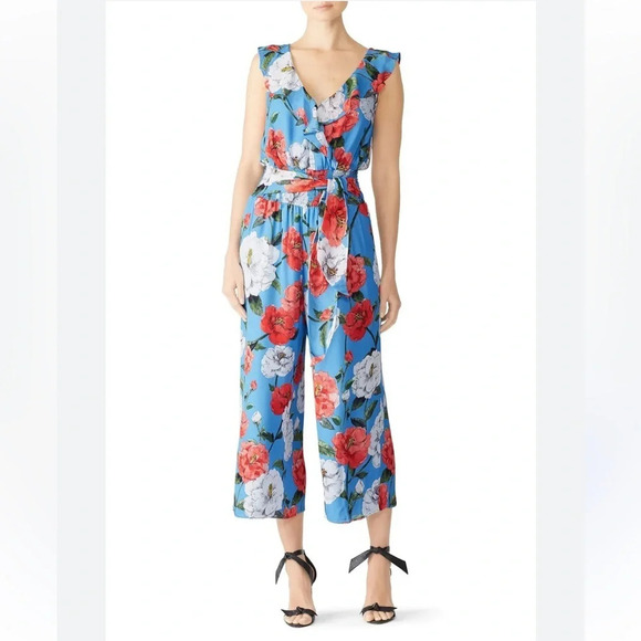 PARKER Elara Jumpsuit Floral Wide Leg Silk Blend - Picture 1 of 11